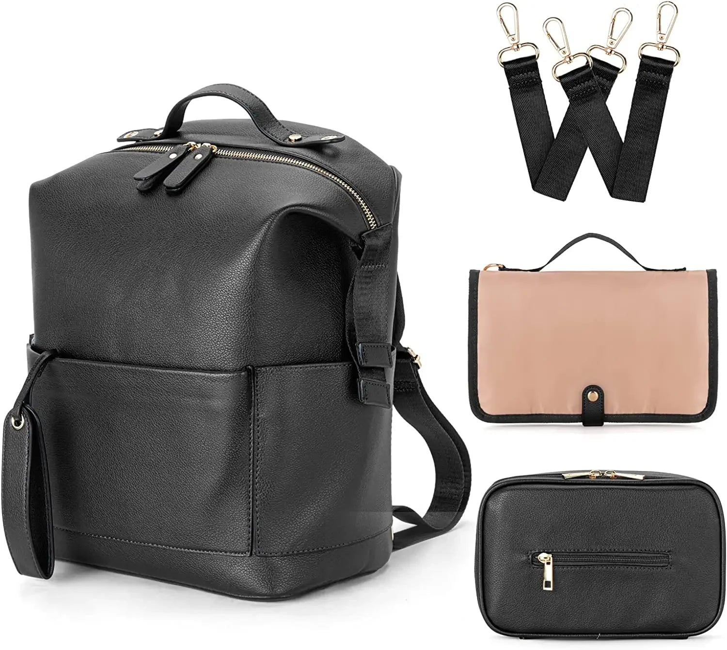 New Fashion Mommy Bag Pu Leather Diaper Backpack Bag with Changing Pad Baby Organizer Baby Nappy Bag Mummy Daddy Backpack