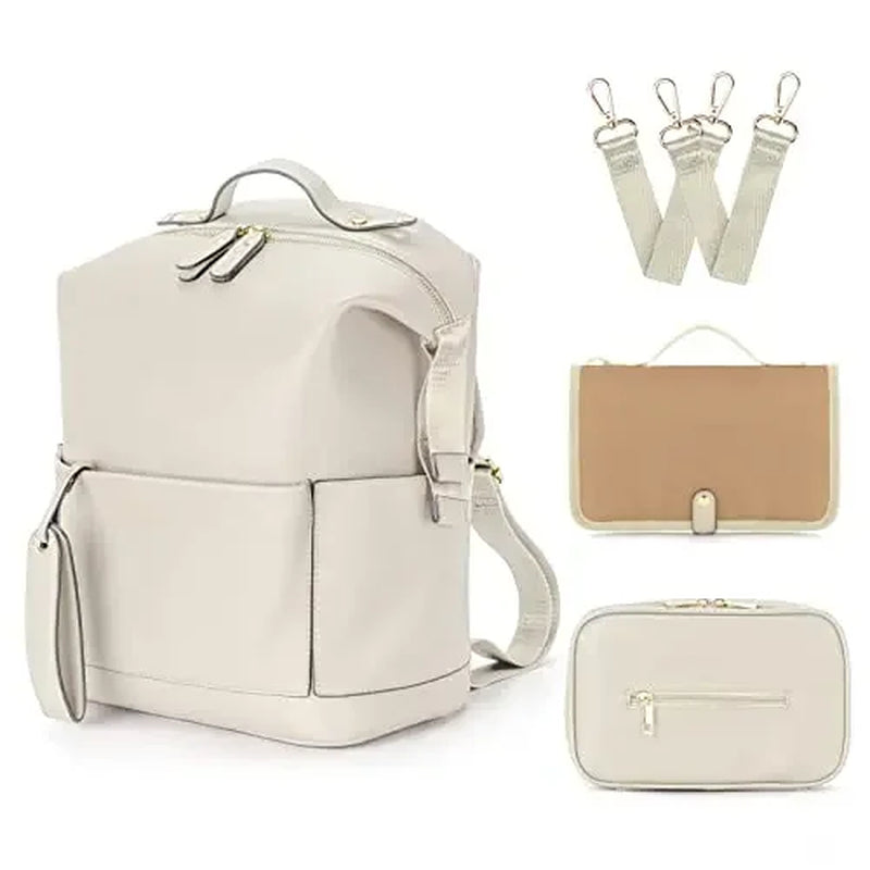 New Fashion Mommy Bag Pu Leather Diaper Backpack Bag with Changing Pad Baby Organizer Baby Nappy Bag Mummy Daddy Backpack