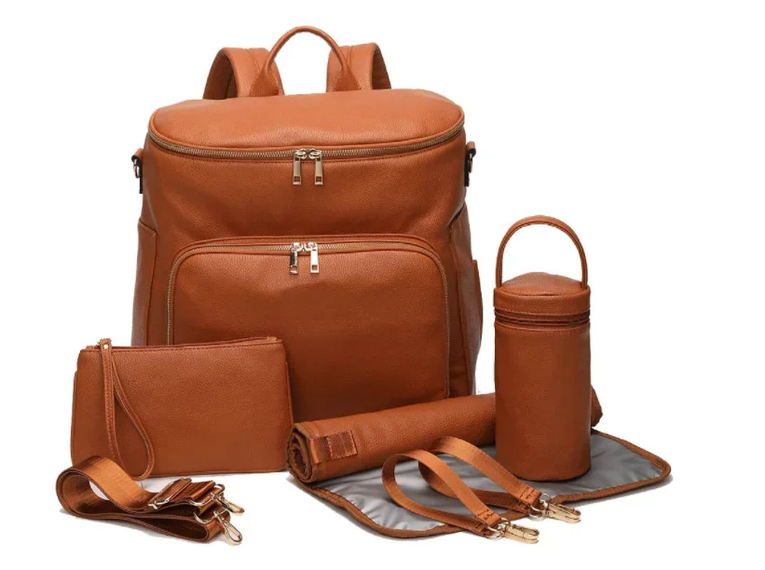 New Fashion Mommy Bag Pu Leather Diaper Backpack Bag with Changing Pad Baby Organizer Baby Nappy Bag Mummy Daddy Backpack