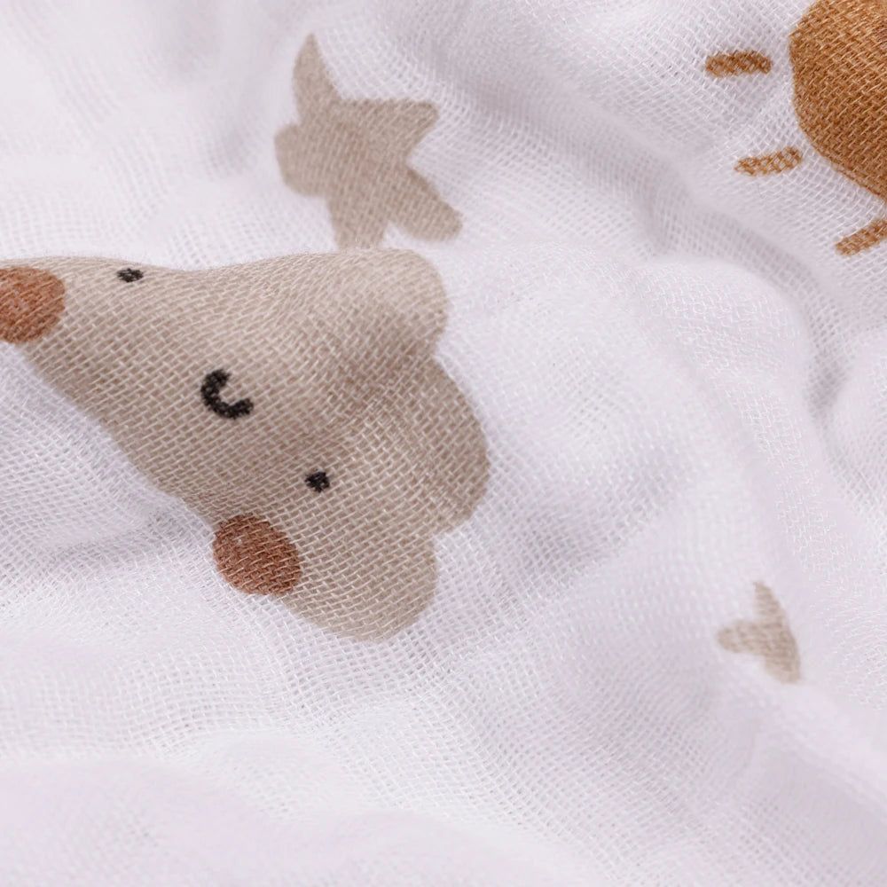 5PCS Set Bamboo Cotton Baby Face Towel Solid Print Muslin Square Towel Soft Burp Cloth