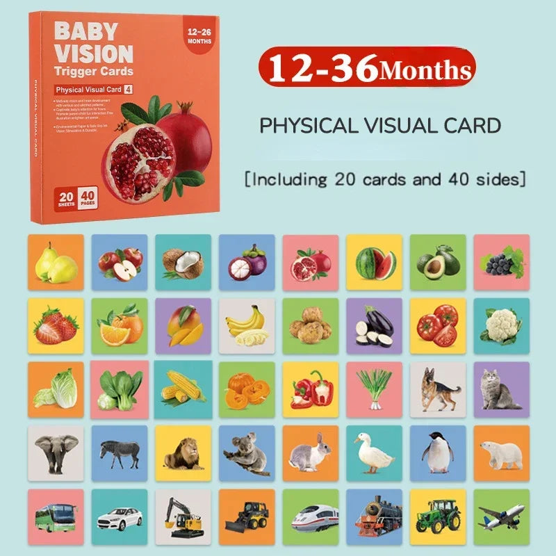 Montessori Vision Stimulation Cards Black White High Contrast Card Stimulate Visual Early Educational Learning Toys