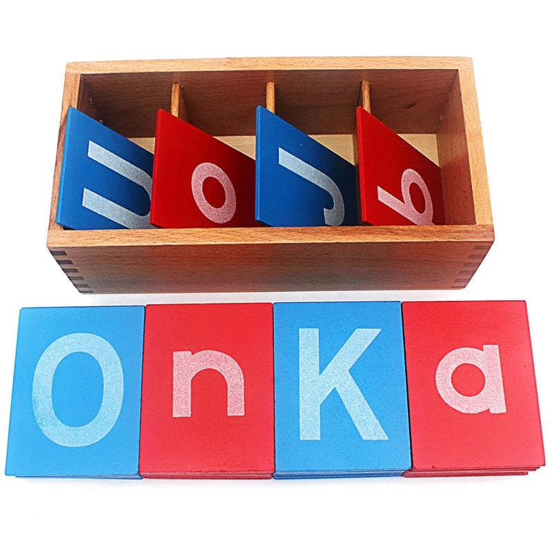Baby Toy Montessori Lower and Capital Case Sandpaper Blue Red Letters Wood Box for Early Childhood Preschool Brinquedos Juguetes