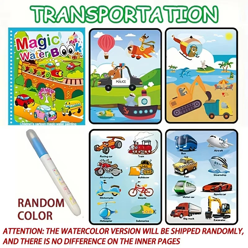 Magical Book Water Drawing Montessori Toys Reusable Coloring Book Magic Water Drawing Book Sensory Early Education for Children