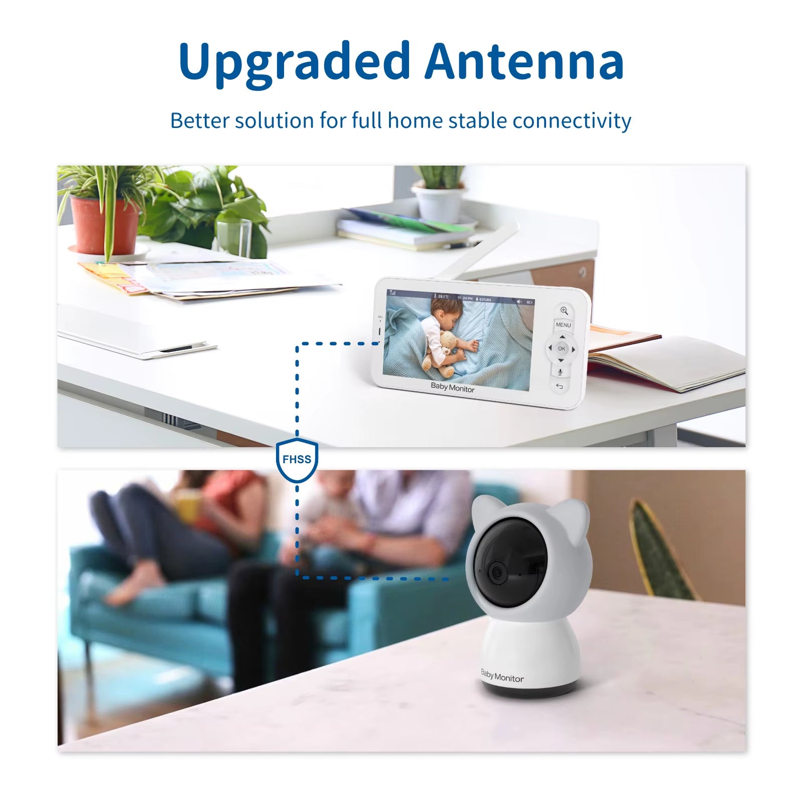5-Inch LCD Baby Monitor with Two Cameras, Supports Split Screen, Wifi Smartphone Video Dual Camera, Mobile APP Control