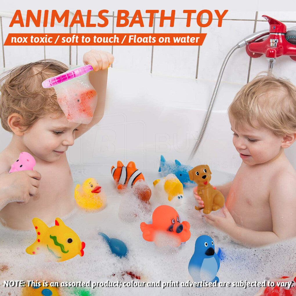 11-21Pcs Kid Baby Bath Toys Squeaky Floating Animals Squeaky Toy Bathing Shower
