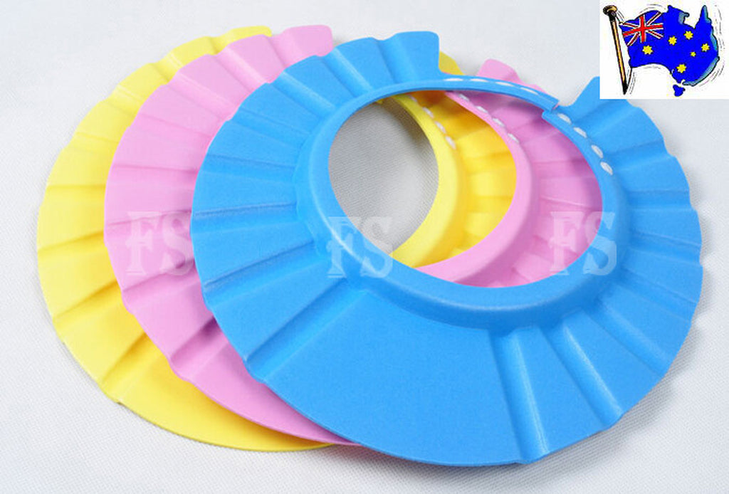 ADJUSTABLE BABY SHOWER CAP BABY KIDS CHILDREN BATH SHAMPOO SHIELD HAT WASH HAIR