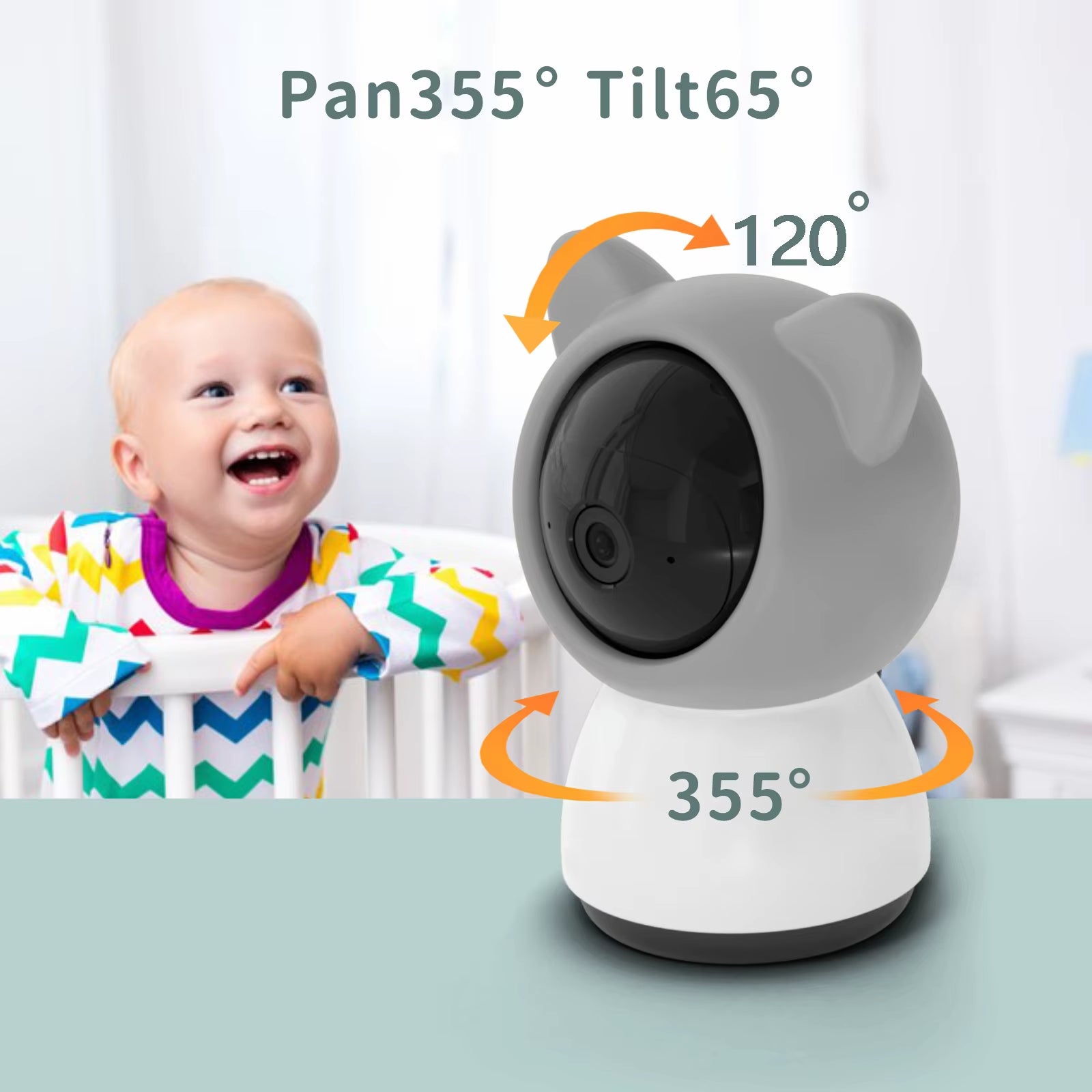 5-Inch LCD Baby Monitor with Two Cameras, Supports Split Screen, Wifi Smartphone Video Dual Camera, Mobile APP Control