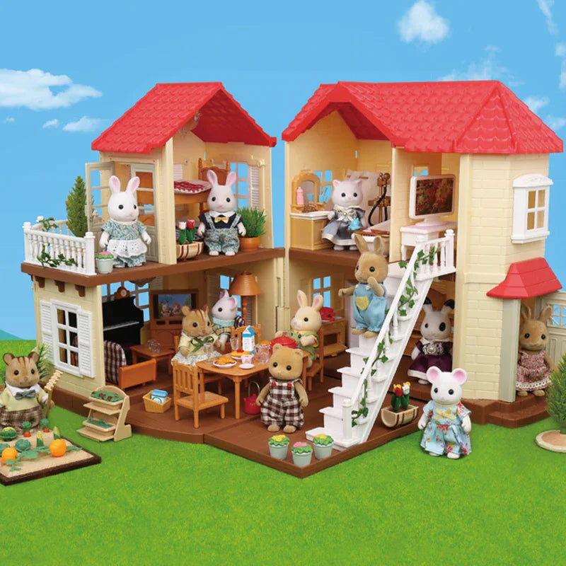Simulation Forest Reindeer Family Doll Dollhouse Figures Furniture Set DIY Playset Play House Girls Toys Accessories Xmas Gifts