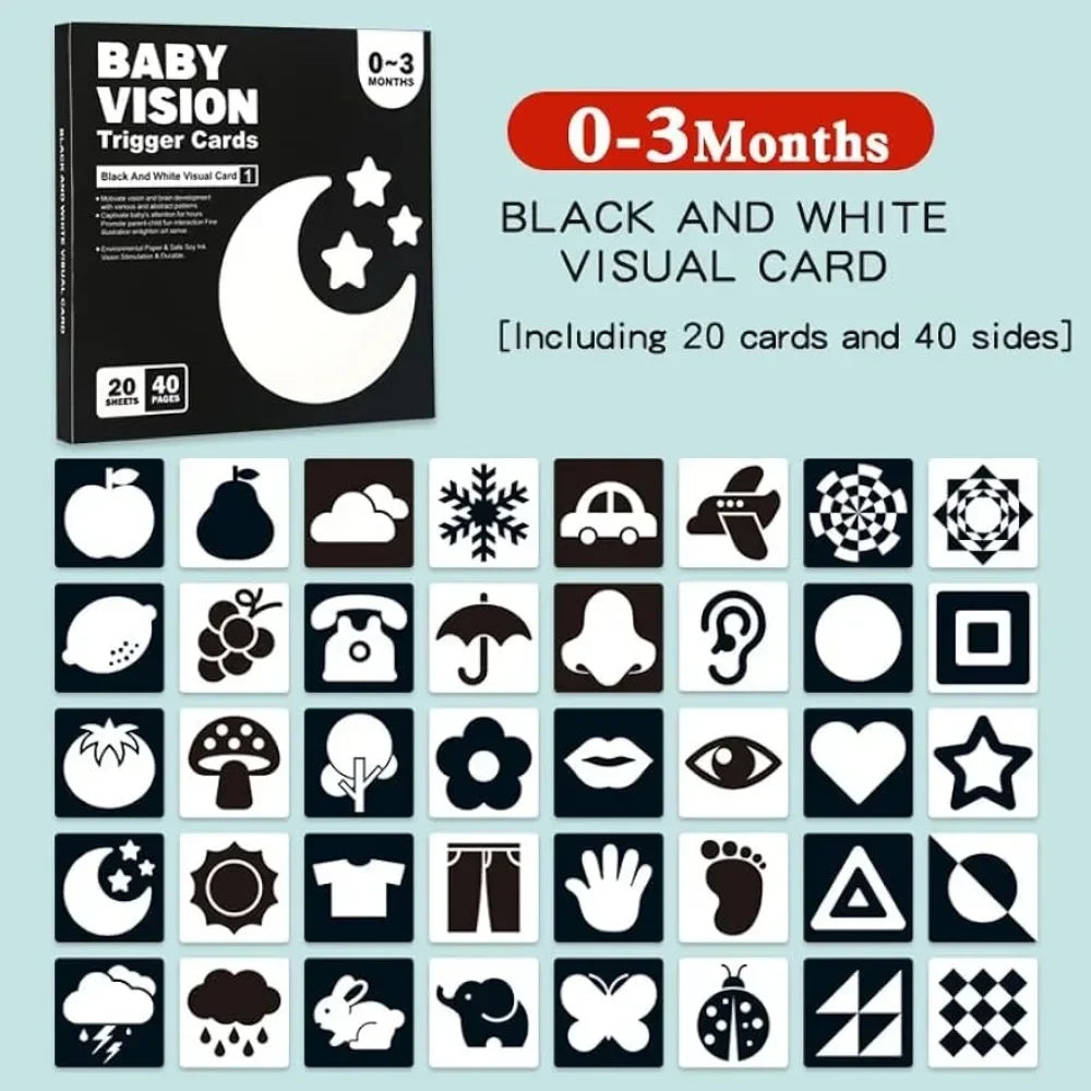 Montessori Vision Stimulation Cards Black White High Contrast Card Stimulate Visual Early Educational Learning Toys