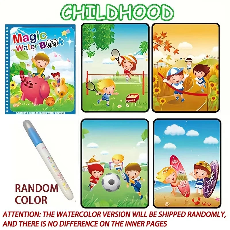 Magical Book Water Drawing Montessori Toys Reusable Coloring Book Magic Water Drawing Book Sensory Early Education for Children