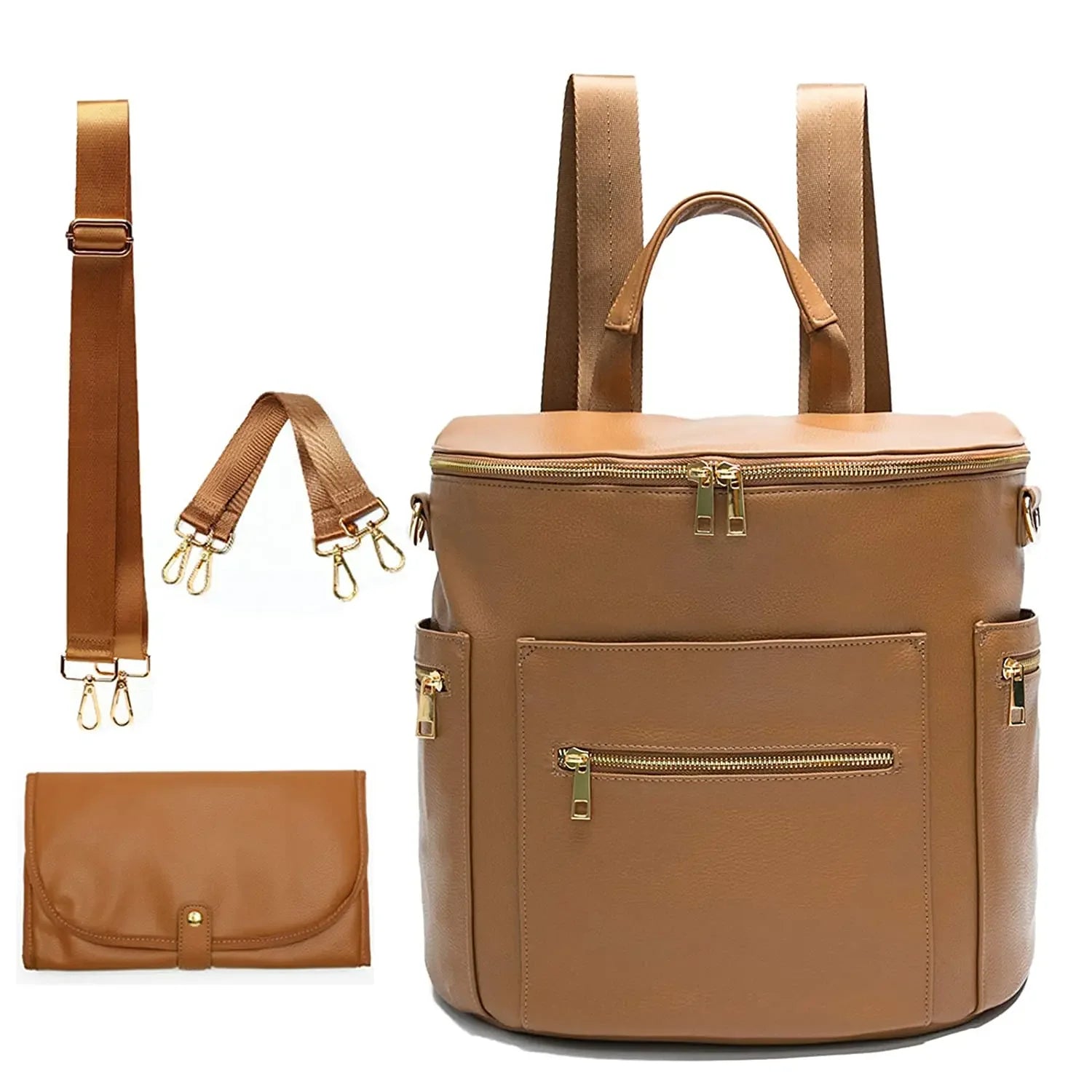 New Fashion Mommy Bag Pu Leather Diaper Backpack Bag with Changing Pad Baby Organizer Baby Nappy Bag Mummy Daddy Backpack