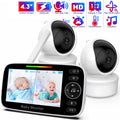 4.3 Inch Video Baby Monitor with 2 Cameras Pan Tilt Zoom,3000Mah Battery,Two-Way Talk,Night Vision,Temperature,Feeding Reminder