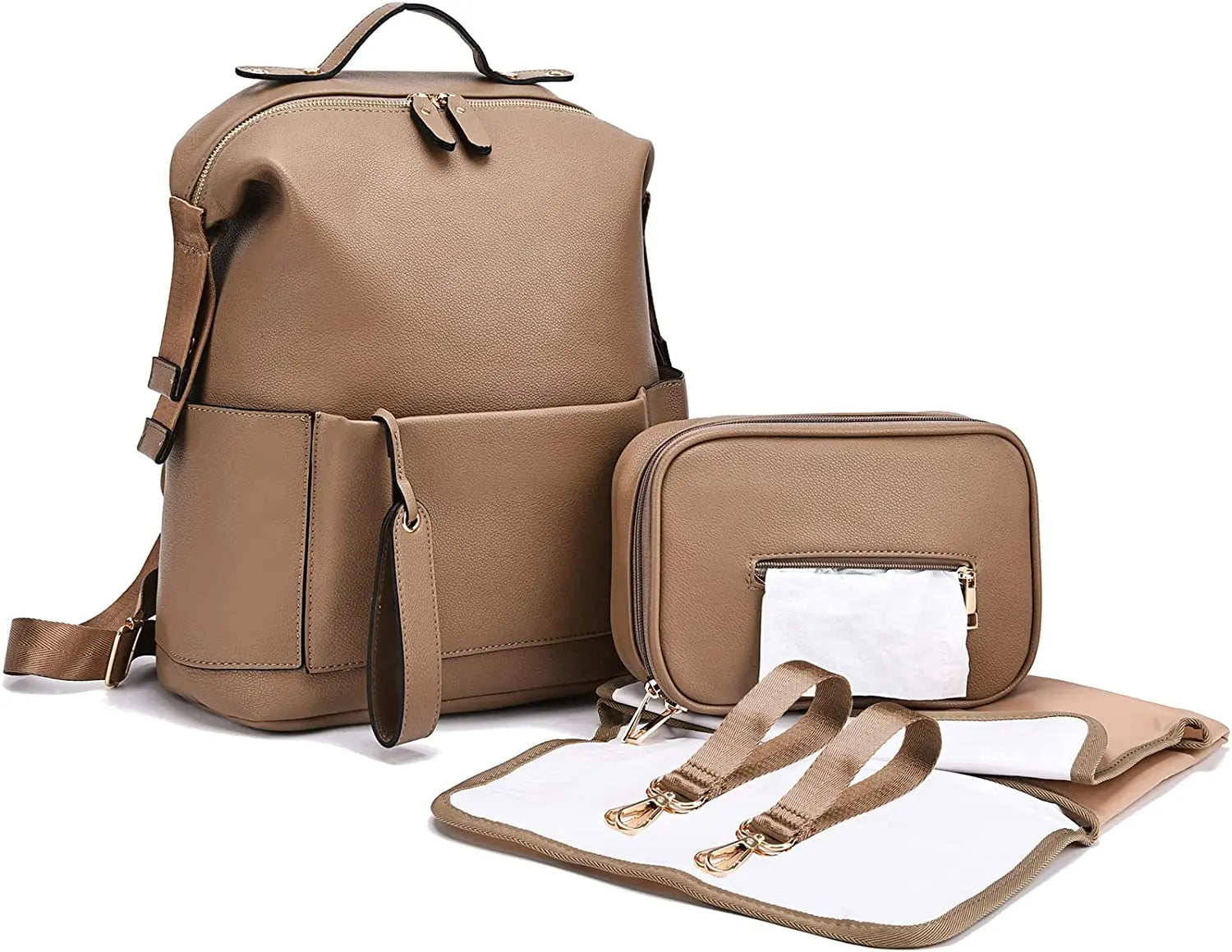New Fashion Mommy Bag Pu Leather Diaper Backpack Bag with Changing Pad Baby Organizer Baby Nappy Bag Mummy Daddy Backpack