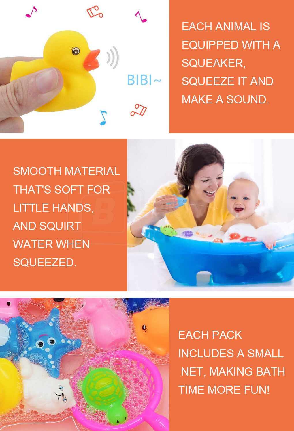 11-21Pcs Kid Baby Bath Toys Squeaky Floating Animals Squeaky Toy Bathing Shower
