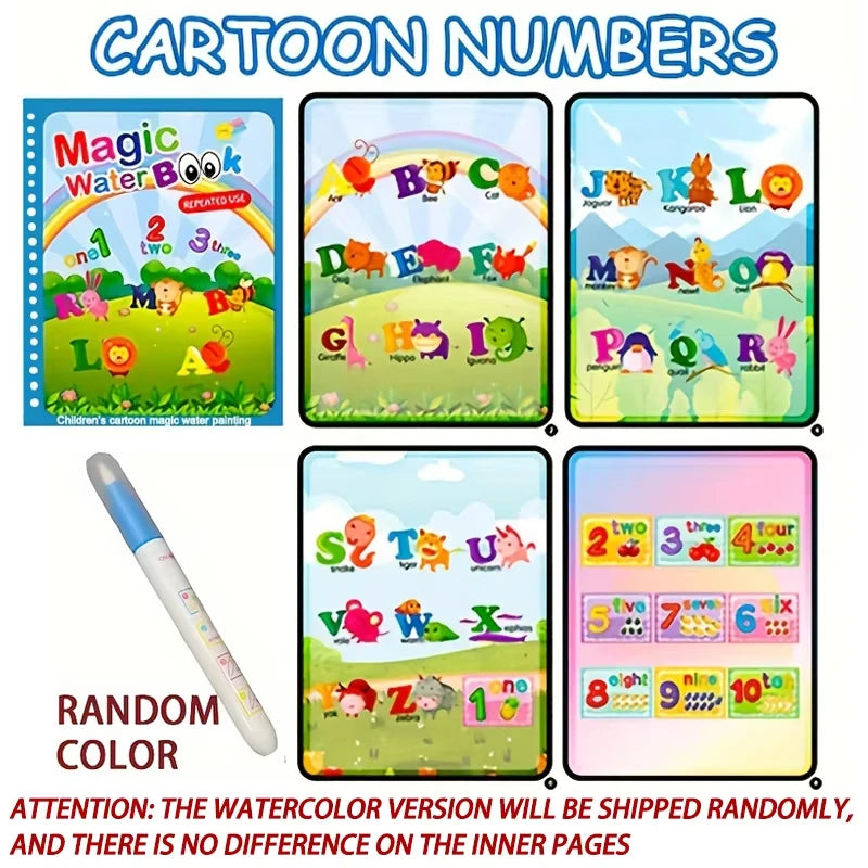 Magical Book Water Drawing Montessori Toys Reusable Coloring Book Magic Water Drawing Book Sensory Early Education for Children
