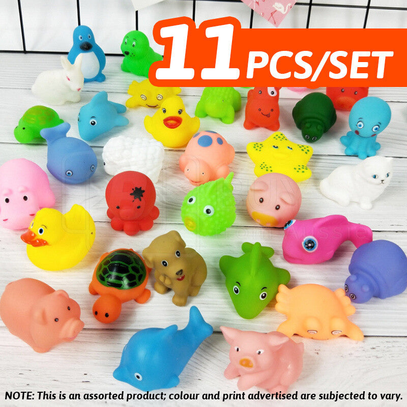 11-21Pcs Kid Baby Bath Toys Squeaky Floating Animals Squeaky Toy Bathing Shower