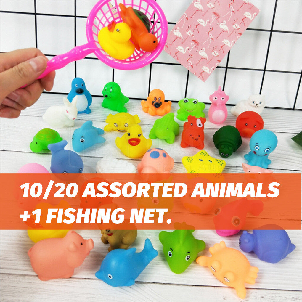 11-21Pcs Kid Baby Bath Toys Squeaky Floating Animals Squeaky Toy Bathing Shower