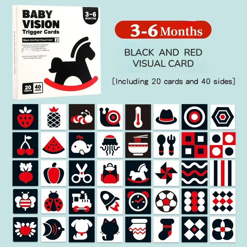 Montessori Vision Stimulation Cards Black White High Contrast Card Stimulate Visual Early Educational Learning Toys