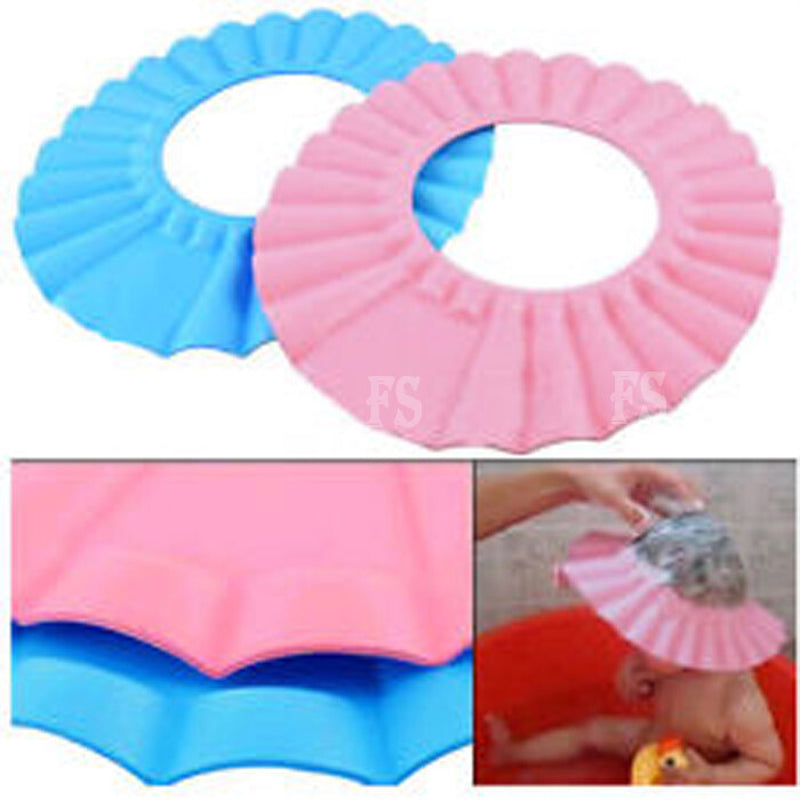 ADJUSTABLE BABY SHOWER CAP BABY KIDS CHILDREN BATH SHAMPOO SHIELD HAT WASH HAIR