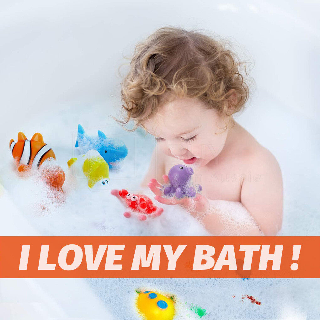 11-21Pcs Kid Baby Bath Toys Squeaky Floating Animals Squeaky Toy Bathing Shower