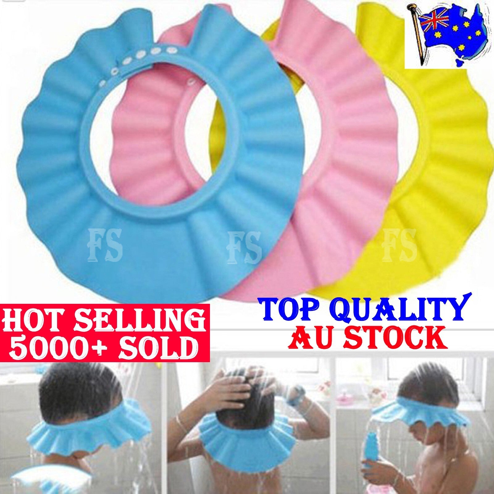 ADJUSTABLE BABY SHOWER CAP BABY KIDS CHILDREN BATH SHAMPOO SHIELD HAT WASH HAIR